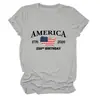 Amazon Ebay Site Independente Moda Casual Versátil Feminina América 1776 2026 Gola Redonda Manga Curta Camiseta