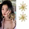 Pendientes Tejidos de Flor Grande Estilo Yi Mengling para Mujer, Pendientes Exagerados Estilo Vacaciones en la Playa Sin Broches para Orejas Perforadas, Girasol