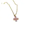[Acero de Titanio] Nuevo Estilo 2021 Elegante Lujo Ligero Cadena para Clavícula de Acero de Titanio Collar con Colgante de Cristal Rosa para Mujer Cadena para el Cuello Chapada en Oro