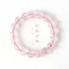 Pulsera de Cristal Rosa Transparente Hielo Natural para Mujer, Fresca, Dulce y de Gama Alta, Pulsera de Perlas de Cristal Rosa Puro al por Mayor