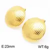 Pendientes Redondos de Acero Inoxidable con Textura de Línea Europea y Americana Transfronterizos para Mujer, Chapados en Oro de 18 Quilates, Pendientes de Nicho de Lujo Ligero