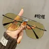 Gafas de Sol para Hombre con Montura Oversize 155cm para Caras Grandes, Gafas de Visión Nocturna para Conducir, Gafas de Sol Metálicas a la Moda con Combinación de Colores