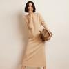 Vestido de cachemira Otoño/Invierno 2024 Nuevo Jersey de punto con cuello redondo largo y suelto para mujer