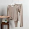 Conjunto de Roupa Íntima Térmica de Veludo Vison Seda Outono e Inverno Gola Redonda para Homens e Mulheres, Roupa de Descanso Forrada com Lã, Roupas e Calças de Outono, Camiseta Camada Base, Amigável à Pele