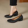 2025 Novos Sapatos Femininos de Outono Bico Quadrado Salto Baixo Sapatilhas Sola Macia Confortáveis Bico Redondo Boca Rasa Sapatos de Mãe