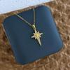 Collar de Cadena de Hueso con Candado de Acero al Titanio con Zirconia Chapado en Oro Real Diseño de Estrella Luna Colgante Comercio Exterior Transfronterizo Amazon