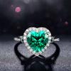 Nuevo Temperamento Moda Forma de Corazón Turmalina Verde Simulada Color Verde Pavo Real Tesoro Amor Anillo Abierto Femenino Celebridad de Internet en Vivo