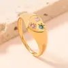Europa y Estados Unidos nuevo anillo con forma de corazón de acero inoxidable fundido exquisito hermoso hermoso estilo microincrustación circonita de color anillo de acero de titanio fábrica