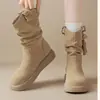 2026 Nuevas Botas de Mujer Estilo Retro Maillard Primavera/Otoño con Borlas Suela Gruesa Apilada Zapatos Individuales de Mujer Cómodos Antideslizantes Suela Suave