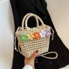 Bolsos de Diseño de Nicho para Mujer 2026 Nuevo Bolso de Mano de Moda de Verano Bolso de Hombro Bolso Cruzado Tipo Cubo Tejido de Paja para Mujer