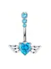 Explosões transfronteiriças piercing de umbigo cravejado com zircônia de três cores asas de anjo letras LOVE anel de umbigo joia para piercing