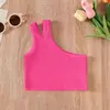 Estilo Verão 2024 Moda Infantil Colete Amigo da Pele Bebê Nova Camiseta Básica Camiseta Regata Tendência para Meninas Camiseta Costas Nuas