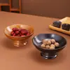 Plato de Postre Sencillo para el Hogar con Pie Alto para Uso Diario, Plato para Frutas y Snacks de Mesa de Té, Plato para Frutos Secos, Plato de Ofrenda para Repostería Estilo Zen Vintage