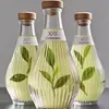 Nova garrafa de vinho de frutas de alta aparência, garrafa de vinho de frutas listrada vertical de 375ml, garrafa de vidro dispensadora de suco de ameixa verde e amora auto-fermentado