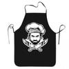 E-commerce transfronterizo caliente barbacoa divertida estampado impermeable simple cuello colgante alto valor de color delantal estampado de letras