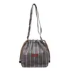 Bolso de mano rayado estilo coreano para mujer, Bolso tipo cubo versátil para ir al trabajo, Bolso casual de nailon con bloques de color de nicho, Bolso de hombro, Bolso cruzado