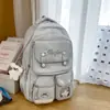 Mochila suave y de estilo fresco, estilo universitario coreano, diseño multibolsillo, adecuada para estudiantes de secundaria femeninas, color liso