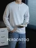 Camiseta Henley de Algodão Waffle Retrô com Botões e Gola Henley de Manga Longa para Homens, Top Casual para o Dia a Dia Primavera 2026