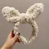 Faixa de cabeça fofa com orelhas de panda para lavar o rosto, faixa de cabeça de pelúcia de desenho animado com coroa alta para mulheres, faixa para maquiagem e lavar o cabelo, acessório de cabelo