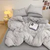 Estilo de lujo ligero, juego de ropa de cama a cuadros simple de cuatro piezas, nuevo modelo 2026, funda de edredón, sábana, funda de edredón, sábana ajustable, juego de tres piezas para dormitorio 4