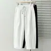 2026 Pantalones de Globo con Cordón Elástico en la Cintura, Simples, Clásicos, Nuevos para Otoño, Tallas Grandes para Mujer, Pantalones de Tres Cuartos 0731