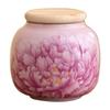 Latas de té de horno Pink Ru, abiertas, selladas, de cerámica, portátiles, estilo nacional, con tapa de bambú de peonía, tamaño pequeño.