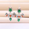 Brincos Retro Asas de Anjo Micro Zircônia Removíveis Múltiplos Usos Esmeralda Gota d'Água Zircônia Elegante