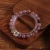 Pulsera de Cuarzo Rosa Morado Natural para Mujer, Pulsera de Cubos de Cristal Blanco, Versátil y Aclarante de la Piel, Pulsera de Alta Venta al por Mayor