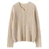 Suéter Casual de Tricô de Caxemira Macio e Versátil com Trançado de Manga Longa para Mulheres - Suéter Cardigan 100% Caxemira Pura - Novo para Outono e Inverno