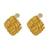Pendientes de acero inoxidable con textura cuadrada y hebilla de oreja con giro personalizado de nicho de moda de alta calidad de estilo francés, venta al por mayor