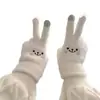 Guantes Felpudos Cálidos de Invierno para Mujer, Lindos de Dibujos Animados con Dedos Separados, Engrosados, a Prueba de Frío, para Ciclismo, Pantalla Táctil, Tejidos, Estilo Engrosado Cálido