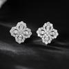 Brincos de trevo de quatro folhas brilhantes de prata esterlina 925, moda feminina, leve, luxo, diamante completo, estilo Mori, joias avançadas para orelha