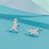 Pendientes Estilo Coreano de Una Semana Lindos Pendientes de Perro Dinosaurio Simples Personalizados Cobre Blanco Chapado en Plata Pendientes de Animales Mini