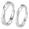 Anillos de Pareja Río de Estrellas Brillantes para Hombres y Mujeres Anillos de Pareja Ajustables Diseño de Nicho Abierto Moda Anillo de Banda Abierta Sensación de Lujo Ligero