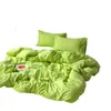 Estilo INS color sólido algodón puro algodón lavado artículo individual funda de edredón funda de edredón 100% algodón juego de tres piezas estudiante doble juego de tres piezas ropa de cama