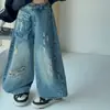 Moletom polo com zíper parcial estilo americano para meninas, primavera e outono, com ombros caídos, gola de lapela, design patchwork, mangas compridas e um conjunto de calça jeans combinando