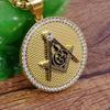 Colar com Pingente Maçônico Ag Europeu e Americano Transfronteiriço Novo Religioso Liga Banhado a Ouro 18K com Zircônia Micro-Incrustada que Preserva a Cor