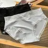 Direto do fabricante, nova calcinha de algodão respirável com renda na cintura média e forro de seda gelada, plus size, modelo triângulo