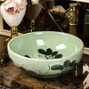 Lavabo de cerámica para encimera, de una sola cubeta, estilo vintage, lavabo artístico redondo para baño, lavabo artístico antiguo para uso doméstico