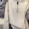 Sudadera de forro polar de doble cara con media cremallera, color liso, capa base, manga larga, nuevo estilo otoño e invierno, cuello alto pequeño, versátil, corte ajustado, efecto adelgazante, top para mujer