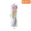 Amazon Transfronterizo Shangchao 6 Piezas Vajilla de Acero Inoxidable Cuchillo y Tenedor Cuchara Hotel Cuchillo y Tenedor para Steak Occidental Traje de 24 Piezas