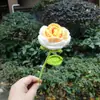 Rosa Acabada Glória da Manhã Folhas de Rosa Flor Artificial Buquê Único Crochê de Lã Feito à Mão Presente de Dia dos Namorados