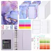 Cuaderno de Hojas Sueltas Transfronterizo con Patrón de Mármol PU, Carpeta de 6 Agujeros para Computadora, Efectivo, Presupuesto, Planificador de Hojas Sueltas A6