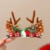 Diadema Luminosa Navideña de Dibujos Animados Pinzas para el Cabello Diadema Dulce Linda de Astas Ambiente Pinzas de Felpa para el Cabello para Niños