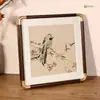 Nuevo Marco de Fotos Redondeado Estilo Chino, Marco de Fotos con Esquinas Redondeadas de Cobre Imitación, Montaje en Pared, Textura de Madera Maciza, Personalizable en Cualquier Tamaño, Enmarcado de Caligrafía y Pintura, Hecho a Mano