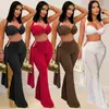 Moda Europeia e Americana Feminina Sexy Temperamento Confortável Casual Verão Sem Alças Cor Sólida Conjunto de Calças Longas