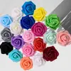 6,5-7cm Cabeças de Flores Rosa Simuladas em PE Rosa Enrolado de Espuma Flores Rosa para Buquê de Noiva Caixa de Doces Acessórios de Cordão de Luz