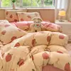 Conjunto de quatro peças de veludo de leite Classe A para inverno, lençol e capa de edredom de veludo coral espessados, roupa de cama de pelúcia Nantong, flanela 4