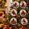 Ornatos de Pintura de Diamante Redondos de Madeira de Natal Transfronteiriços 5D Conjunto de 6 Peças Animais Fofos Papai Noel Árvore de Natal Pingentes Decorativos DIY