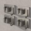 Clip para mopa color gris pistola para colgar en la pared del baño, acero inoxidable, colgador fijo para escoba, gancho de pared multifunción sin perforación